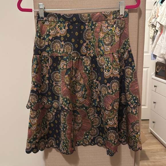 Point Sur for J. Crew Tiered Scalloped Hem Skirt in Paisley Satin Crepe - Picture 3 of 5